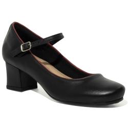 710BV-0100 - SCARPIN SALTO BLOCO PRETO COM VERMELHO - Código 710BV-0100