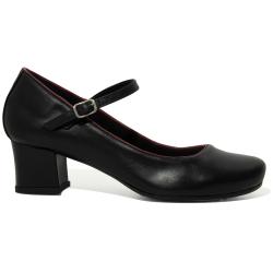 710BV-0100 - SCARPIN SALTO BLOCO PRETO COM VERMELHO